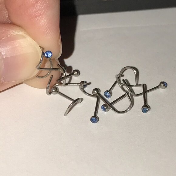 Light Blue 22 Gauge Curved Nose Rings - Picture 2 of 2